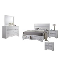 Catherine White 5 Piece Bedroom Set with extra Nightstand Full