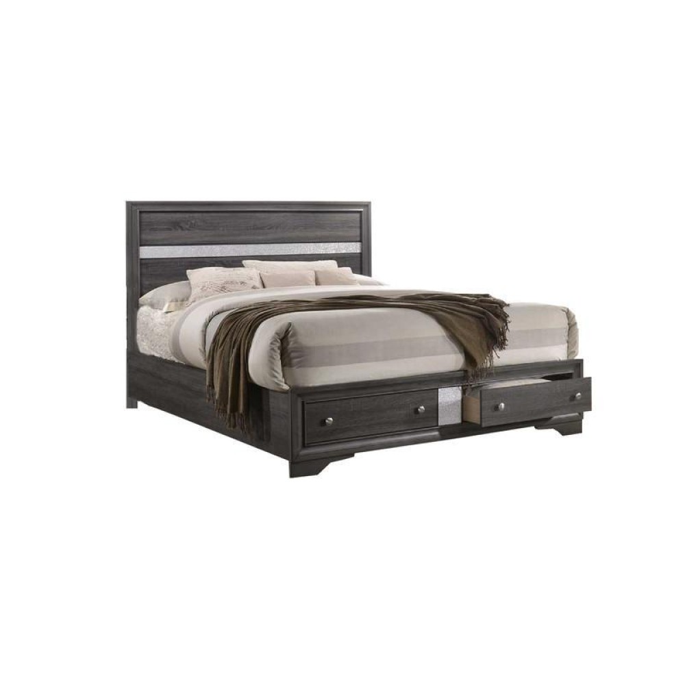 David Plaform Full Bed Wood Grey