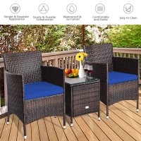 Happygrill 3 Piece Patio Furniture Set Outdoor Rattan Wicker Conversation Set With Coffee Table Chairs & Thick Cushions Bistro Sets For Patio Garden Lawn Backyard Pool