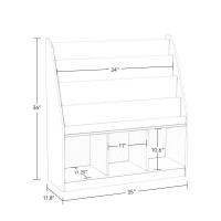 Riverridge Kids 4 Shelves Three Cubbies Bookrack White 02251 1181D X 35W X 36H