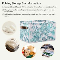 Storage Basket Cube Tropical Ocean Sea Turtle Fish Large Collapsible Toys Storage Box Bin Laundry Organizer For Closet Shelf Nursery Kids Bedroom,15X11X9.5 In,1 Pack