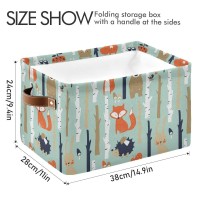 Storage Basket Cube Cute Forest Fox Bear Large Collapsible Toys Storage Box Bin Laundry Organizer For Closet Shelf Nursery Kids Bedroom,15X11X9.5 In,2 Pack