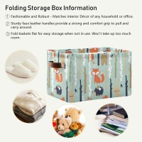 Storage Basket Cube Cute Forest Fox Bear Large Collapsible Toys Storage Box Bin Laundry Organizer For Closet Shelf Nursery Kids Bedroom,15X11X9.5 In,2 Pack