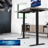 Vivo Electric Stand Up Desk Frame, Diy Workstation, Frame Only, Dual Motor Ergonomic Standing Height Adjustable Base With Memory Controller, Black, Desk-E-200B