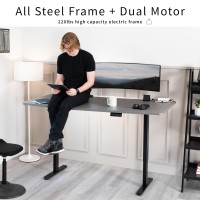 Vivo Electric Stand Up Desk Frame, Diy Workstation, Frame Only, Dual Motor Ergonomic Standing Height Adjustable Base With Memory Controller, Black, Desk-E-200B