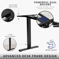 Vivo Electric Stand Up Desk Frame, Diy Workstation, Frame Only, Dual Motor Ergonomic Standing Height Adjustable Base With Memory Controller, Black, Desk-E-200B