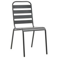 Vidaxl Patio Chairs 4 Pcs, Outdoor Poly Rattan Patio Dining Set, Stackable Outdoor Chair For Patio Garden Yard, Slatted Design Steel Dark Gray