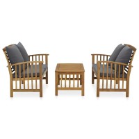 vidaXL 3 Piece Garden Lounge Set with Cushions Solid Acacia Wood 3057980