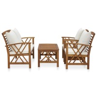 vidaXL 4 Piece Garden Lounge Set with Cushions Solid Acacia Wood 3057987