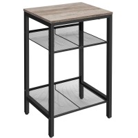 Hoobro Side Table, 3-Tier End Telephone Table With Adjustable Mesh Shelves, For Office Hallway Or Living Room, Modern Look Accent Furniture, Tall And Narrow, Greige And Black Bg01Dh01G1