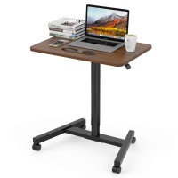 Mpetapt 28 Inch Height Adjustable Laptop Sit To Stand Desk With Wheels, Adjustable Rolling Standing Laptop Mobile Desk Cart Coffee Table