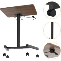 Mpetapt 28 Inch Height Adjustable Laptop Sit To Stand Desk With Wheels, Adjustable Rolling Standing Laptop Mobile Desk Cart Coffee Table