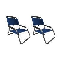 2 Pack Of Neso Xl Beach Chairs, Extra Large, Water Resistant With Shoulder Strap And Slip Pocket - Folds Thin (Navy)