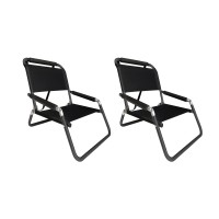 2 Pack Of Neso Xl Beach Chairs, Extra Large, Water Resistant With Shoulder Strap And Slip Pocket - Folds Thin (Black)