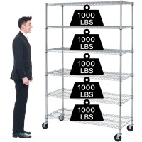 6 Tier Storage Shelves Metal Wire Shelving Unit With Wheels 6000Lbs Weight Capacity Heavy Duty Nsf Height Adjustable Garage She