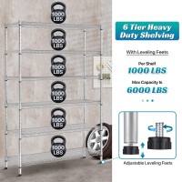 6 Tier Storage Shelves Metal Wire Shelving Unit With Wheels 6000Lbs Weight Capacity Heavy Duty Nsf Height Adjustable Garage She