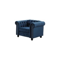 Best Master Furniture Venice 18 Tufted Transitional Velvet Arm Chair in Blue