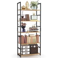 Numenn 5 Tier Bookshelf Tall Bookcase Shelf Storage Organizer Modern Book Shelf For Bedroom Living Room And Home Office Natu