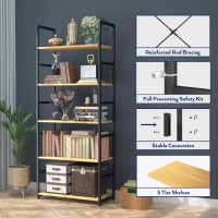 Numenn 5 Tier Bookshelf Tall Bookcase Shelf Storage Organizer Modern Book Shelf For Bedroom Living Room And Home Office Natu