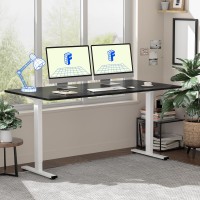 Flexispot Electric Black Standing Desk Whole Piece 55 X 28 Inch Desktop Adjustable Height Desk Home Office Computer Workstation Sit Stand Up Desk (White Frame + 55