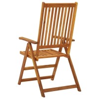 Vidaxl Reclining Patio Chairs-Set Of 3, Solid Acacia Wood, Adjustable Backrest, Weather-Resistant