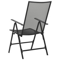 Vidaxl Folding Patio Chairs 4 Pcs, Folding Mesh Chair With Adjustable Backrest, Outdoor Patio Furniture For Deck Garden Pool Beach, Steel Anthracite