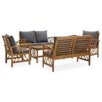 vidaXL 5 Piece Garden Lounge Set with Cushions Solid Acacia Wood 3057993