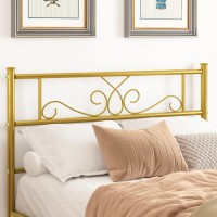 Weehom Twin Size Bed Frame Gold With Headboard Platform Bed 12.7 Inch Beds Mattress Foundation Duty Metal Steel Slat Best For Adults Teens Girls Boys Kids