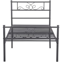 Weehom Twin Size Bed Frame With Headboard Black Platform Bed Standard Steel Bed For Kids Girls Boys No Box Spring Needed