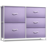 Sorbus Kids Dresser With 5 Drawers - Storage Chest Organizer Unit With Steel Frame, Wood Top & Handles, Tie-Dye Fabric Bins For Clothes - Wide Furniture For Bedroom Hallway Kids Room Nursery & Closet