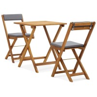 vidaXL 3 Piece Folding Bistro Set with Cushions Solid Acacia Wood 310275