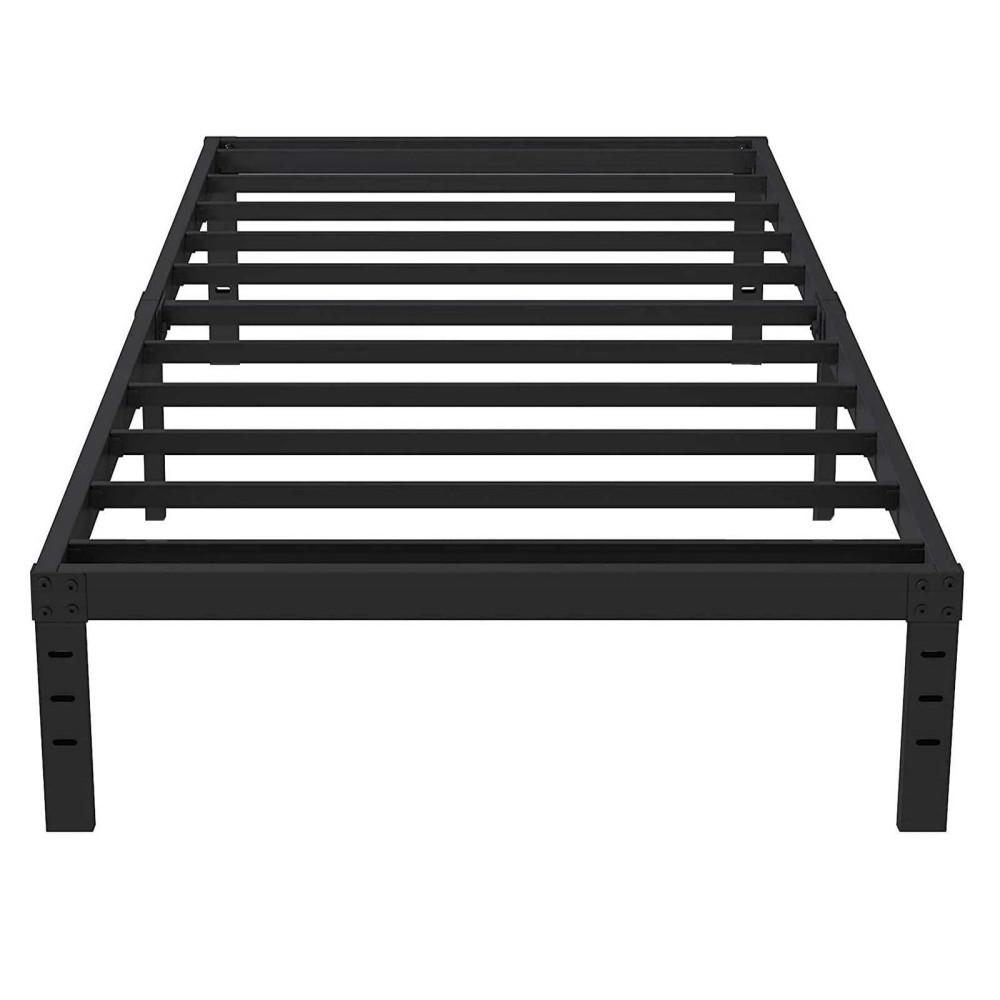 Ominight Twin Bed Frame 14 Inch High 3500Lbs Heavy Duty Metal Platform No Box Spring Needed Sturdy Steel Slat Support-Black T