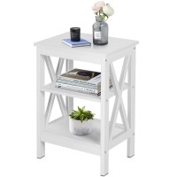 Vecelo Modern Nightstands Xdesign Side End Table Night Stand With Storage Shelf For Bedroom Living Room 1 Pack White