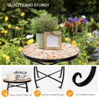 Vingli Mosaic Outdoor Side Table 14 Round End Table Accent Table Plant Stand Ideal For Pool Side Porch Patio Deck Or Sof