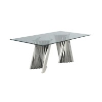 Classic 78 Silver Glass Dining Table with Spiral Base