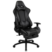 X30 Gaming Chair Racing Office Ergonomic Computer Chair With Reclining Back And Slide-Out Footrest In Gray Leathersoft