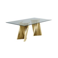 Classic 78 Gold Glass Dining Table with Spiral Base