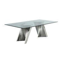 Classic 94 Silver Glass Dining Table with Spiral Base