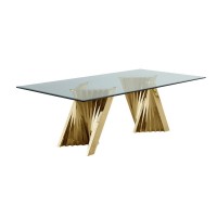 Classic 94 Gold Glass Dining Table with Spiral Base