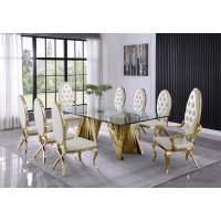 Classic 94 Gold Glass Dining Table with Spiral Base