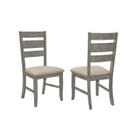 SET OF 2 Upholstered Side Chairs with Ladder Back Dark Grey