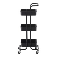 Clipop 3-Tier Rolling Utility Cart With Ergonomic Handle & Lockable Mute Wheels, Multifunctional Metal Organizer Storage Trolley Service Cart For Kitchen Living Room Office (Black)