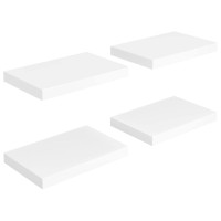 vidaXL Floating Wall Shelves Set of 4 White Honeycomb MDF with Metal Frame Modern Invisible Mounting Design 157x91x15 H