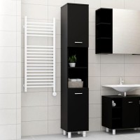 Vidaxl Bathroom Cabinet Storage Cabinet With 6 Compartments Rack Washroom Cupboard Laundry Room Interior Home Furniture Black Engineered Wood