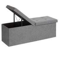 Songmics Storage Ottoman Foldable Storage Bench 15 X 43 X 15 Inches Flipping Lid 660 Lb Load Capacity For Entryway Living