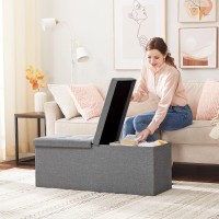 Songmics Storage Ottoman Foldable Storage Bench 15 X 43 X 15 Inches Flipping Lid 660 Lb Load Capacity For Entryway Living