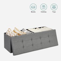 Songmics Storage Ottoman Foldable Storage Bench 15 X 43 X 15 Inches Flipping Lid 660 Lb Load Capacity For Entryway Living