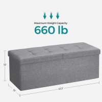 Songmics Storage Ottoman Foldable Storage Bench 15 X 43 X 15 Inches Flipping Lid 660 Lb Load Capacity For Entryway Living