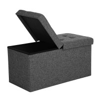 Songmics Storage Ottoman Foldable Storage Bench 15 X 30 X 15 Inches Flipping Lid 660 Lb Load Capacity For Entryway Living