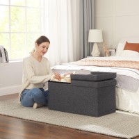 Songmics Storage Ottoman Foldable Storage Bench 15 X 30 X 15 Inches Flipping Lid 660 Lb Load Capacity For Entryway Living